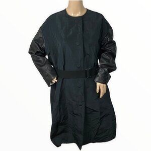 Vera Wang Collection Trench Coat Black Belted Size 0 Jacket Minimalist Oversized